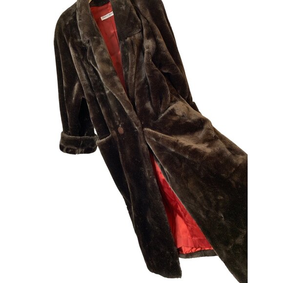 VTG 90s Donnybrook Faux Fur Plush Coat Cozy Teddy Bear Midi Length L RC10152 - Picture 1 of 11